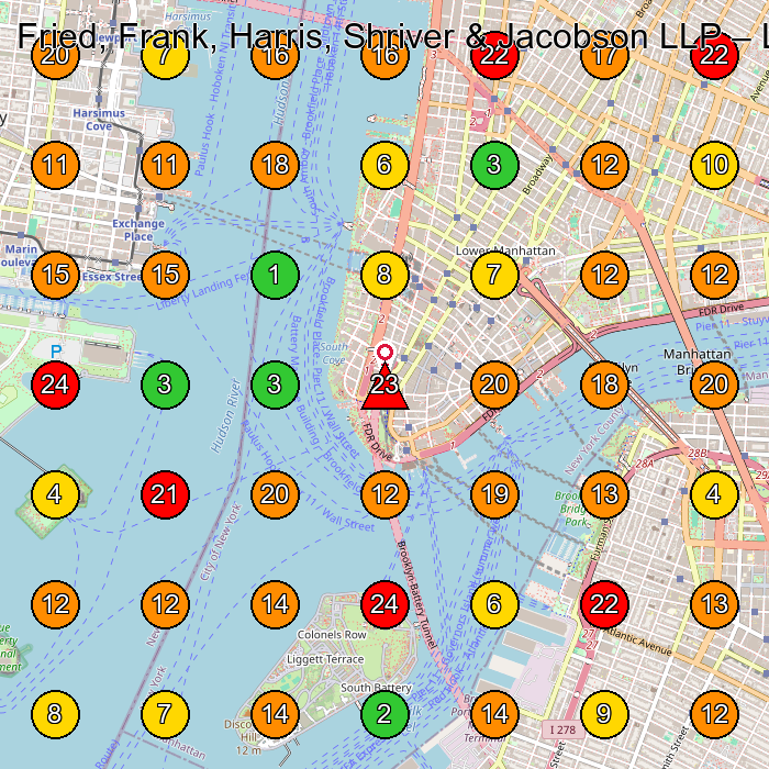 Fried, Frank, Harris, Shriver & Jacobson LLP Legal Services GeoGrid ranking map for New York NY